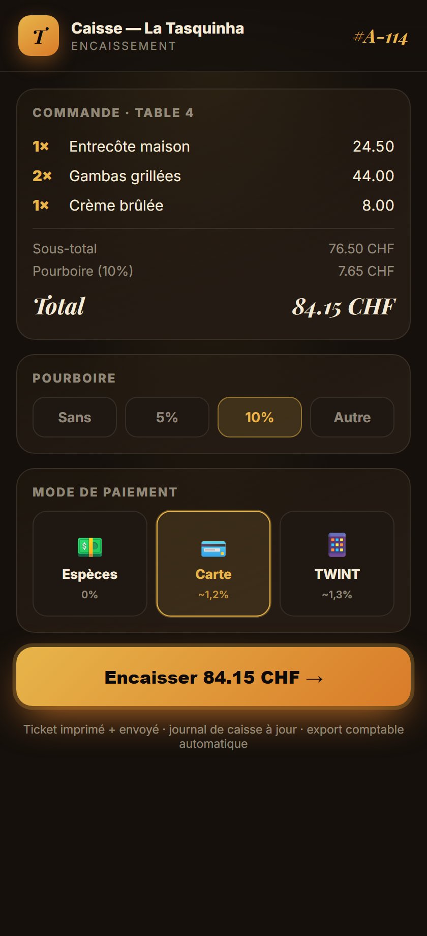 Écran caisse et ticket