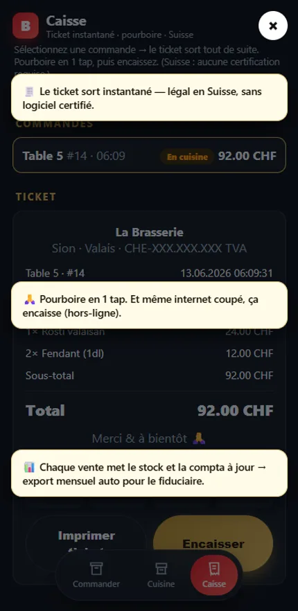 Écran caisse et ticket